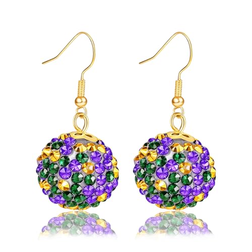 MardiGras Earrings for Women Sparking Disco Ball Dangle Earrings Retro Lightweight 70s 80s 90s disco outfits MardiGras Carnival Shirt Costume Party Jewelry Accessories B