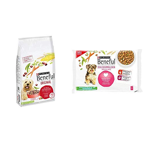 PURINA BENEFUL Trocken- und Nassfutter Mix-Pack, Original Rind und Schleckermäulchen Lamm, (1 x 12kg und 10 x 400g) Cover