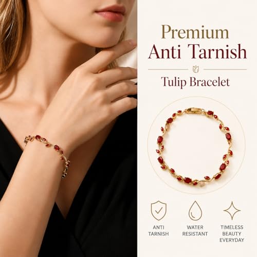Image of Shining Diva Fashion Tulip Bracelet for Women, Floral Crystal, Anti Tarnish Jewellery Stylish Bracelet Gifts for Girls
