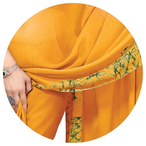 Image of MIRCHI FASHION Women Saree Abstract Print Chiffon | Breathable Lightweight Casual Sari for Regular Use and Office with Unstitched Blouse (Available in 25 Colors)