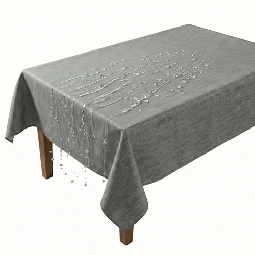 Artwelt Wachstuchtischdecke Abwaschbar PVC (240X140cm Stone Grey)