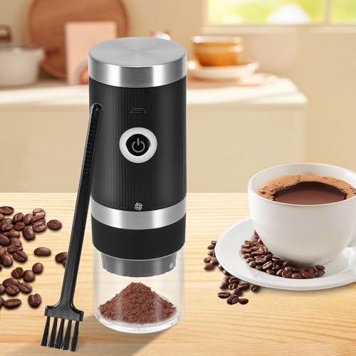 Miawtro Molinillo de café, molinillo de granos de café con recargable y 5 modos de molienda de apagado automático, molinillo eléctrico de baja temperatura para el hogar, la oficina y el aire libre