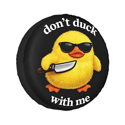 Image of Funny duck Spare wheel cover 14 inch for trailers - Don't duck with me,RV spare tire cover Wheel Protectors Weatherproof Wheel Covers Waterproof Universal Fit for camper rv travel Trailer Rv SUV Truck