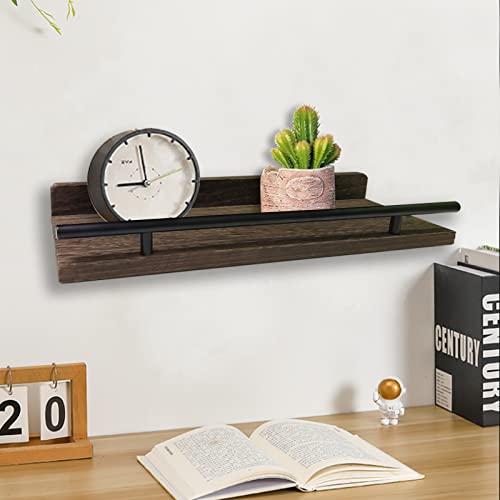 Qpey Functional Floating Shelves Wall Shelf For Bathroom Organization And Decoration - Wood Metal Frame Wall Shelves Over Toilet With Wire Storage Basket For Bottles And Collectibles #TOP1