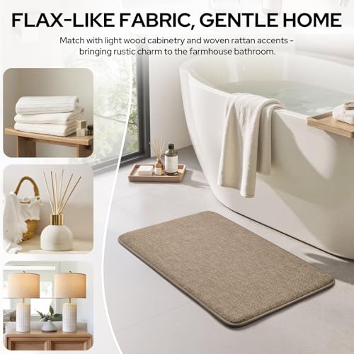HOMEIDEAS Memory Foam Bathroom Rugs Set of 2, Beige 24"x17"+32"x20" by HOMEIDEAS - Used condition - Image 4