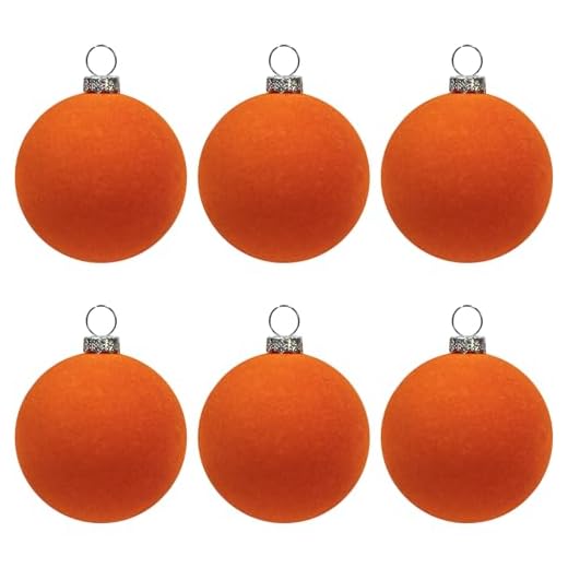 KI Store Velvet Ball Ornaments Orange 6pcs 2.36-Inch for Party Christmas Tree Baby Shower First Christmas Decorations