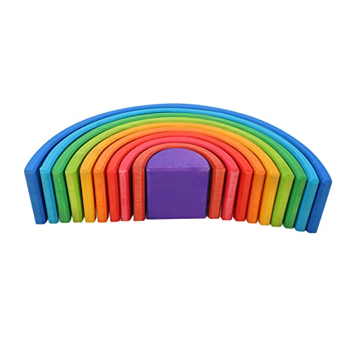 Imagen de Acouto Bloques de Juguete de Construcción de Apilamiento de Madera Puzzle de Anidación de Semicírculo para Niños Pequeños Educación Temprana Usos y Seguros Crear Paint Juguete Grimms Madera de