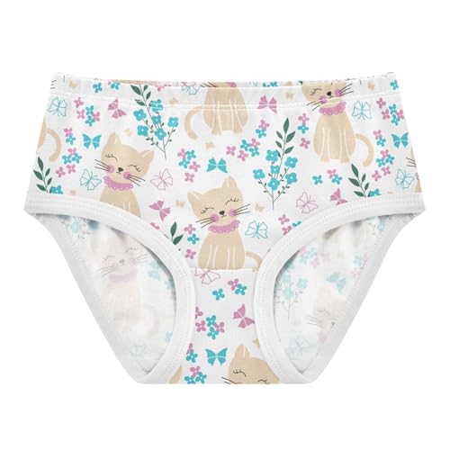 Wusikd Cute Funny Cats Girls' Underwear Cotton Flowers Cartoon Girls Briefs Soft Toddler Underwear 3T