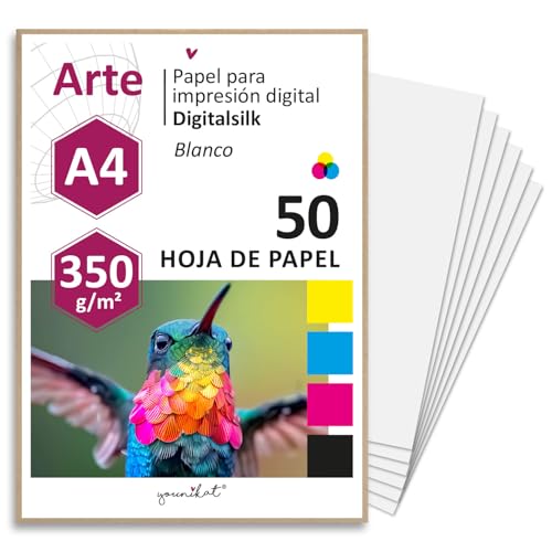younikat 50 hojas de papel premium para impresión digital con superficie mate sedosa 350 g/m² papel estucado blanco I A4 I impresiones fotográficas Digital-Silk I dv1570