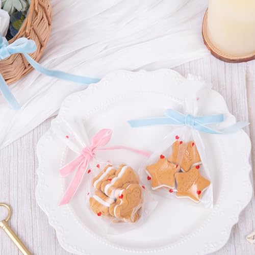 Image of QIANF Vintage Sky Blue Velvet Ribbon Christmas Ribbon for Gift Wrapping Crafts Christmas Tree Ornaments Garland Decorations, 3 /8 Inch X 25Yd