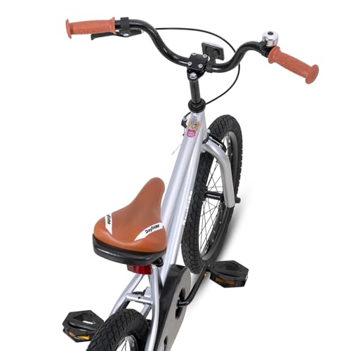 JOYSTAR 18 Inch Kids Bike for Age 5-8 Girls Boys Bikes 5 6 7 8 9 Years Old BMX Style Children Bicycles with Kickstand Birthday Gift Silver