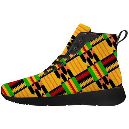 Kente Shoes for Women Men African Kente High Top Sneakers Running Walking Shoes Gifts for Men Women