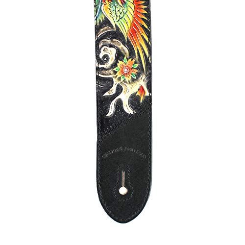 Walker And Williams KB-31 Sangle fine en cuir pleine fleur avec phénix dessiné à la main Noir - Les Beatles, Paul McCartney, John Lennon, RIngo Starr, George Harrison Walker And Williams KB-31 Sangle fine en cuir pleine fleur avec phénix dessiné à la main Noir – Image 7
