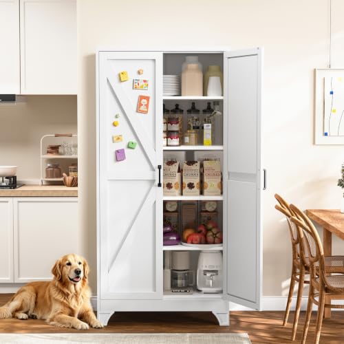 Image of Yizosh Metal Storage Cabinet with Doors and 4 Adjustable Shelves