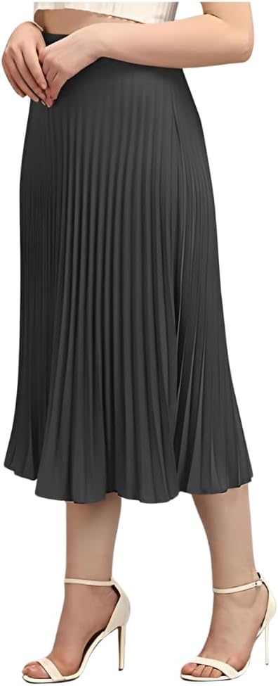 Women's Classic Stretchy All Time Trendy Pleated Skirt|Western Skirt |midi Skirt Perfect for Any Occasion