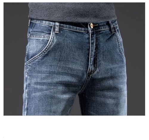 Men's Fce Lined Thiened Straight Leg Jeans Busin Elastic Autumn Winter Denim Pants2