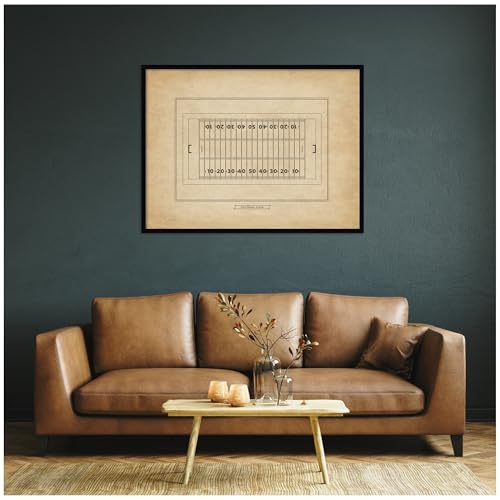Kate and Laurel Framed Wall Art Print Vintage Sports Football Field Diagram Horizontal by The Creative Bunch Studio, 41 x 31, Svelte Noir Black Frame, Vintage, Sport Art for Wall Decor by Kate and Laurel - Image 3