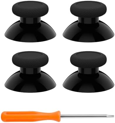 eXtremeRate Replacement Controller Joystick for Xbox One - 4 PCS Black Thumbsticks Analog Thumb Sticks Parts for Xbox Series X/S, Xbox One S/X, Elite Controller with Repair Kit Screwdriver