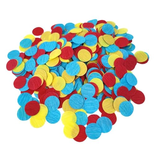 Mybbshower Carnival Circus Table Confetti Red Yellow and Blue 1 inch Crepe Paper Dots Table Scatter Confetti for Birthday Paw Party Decorations 1000 Pcs