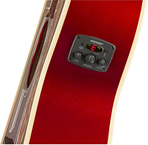 Fender Newporter Player Acoustic Guitar, Candy Apple Red, Walnut Fingerboard, Left-Handed #TOP5