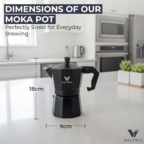 Image of 2-in-1 Moka Pot Espresso Maker | Stovetop & Induction Compatible | 300ml Premium Aluminium | Italian Style Percolator Coffee Brewer | Brews 4-6 Cups | Espresso, Americano & More, Black