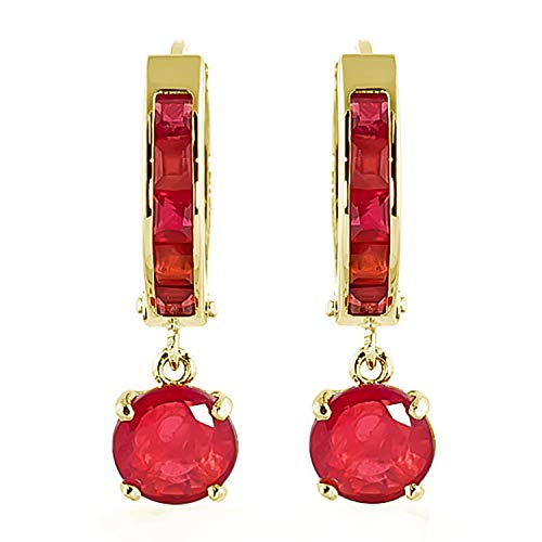 Galaxy Gold Gg 14K Solid Yellow Gold Huggie Earrings 3.3 Ct Ruby #TOP2