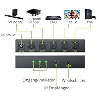 LiNKFOR Digital Audio Switcher 3 In 2 Out Optischer Splitter SPDIF Toslink Switch Unterstützt Dolby AC3 DTS LPCM 2.0 Fernbedienung + 2m Optische Kabel für SoundBar Kopfhörer Bluetooth – Ansicht 2
