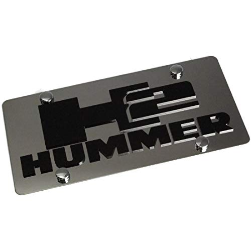 Eurosport Daytona- Compatible with -, H2 Hummer, (Black Logo, Black Word) Stainless Steel License Plate