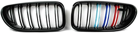 Gloss Black W/ /// M Tri Color Front Grill Kidney Grille For 2012-2015 BMW F06 F12 F13 640i 650i M6