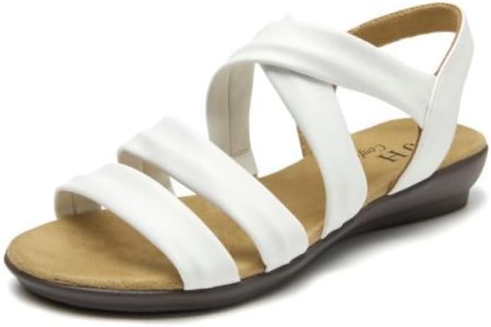 VJH confort Women’s Flat Sandals, Soft Straps Slip-on Open Toe Light Weight Elastic Slingback Comfort Casual Walking Sandals - Image 5