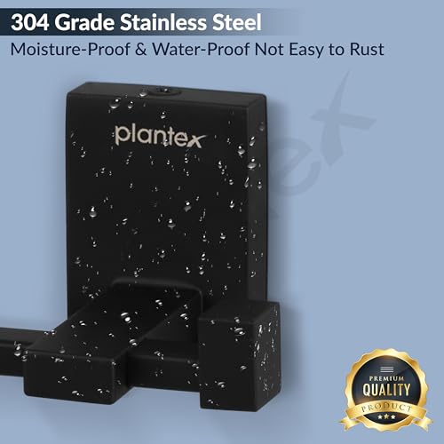 Image of Plantex 304 Grade Stainless Steel Hooks for Hanging Clothes /Robe Hooks for Bathroom /Cloth Hanger for Wall - Black (Senso)