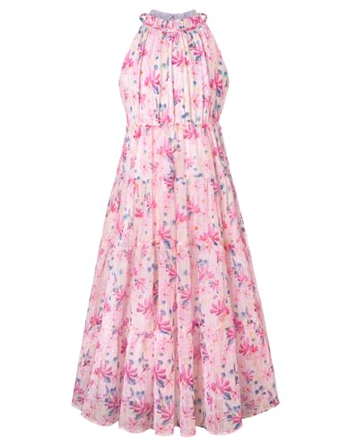 GRACE KARIN Girls Summer Floral Dress Sleeveless Maxi Flowy Hawiian Beach Party Dress 5-14 Years