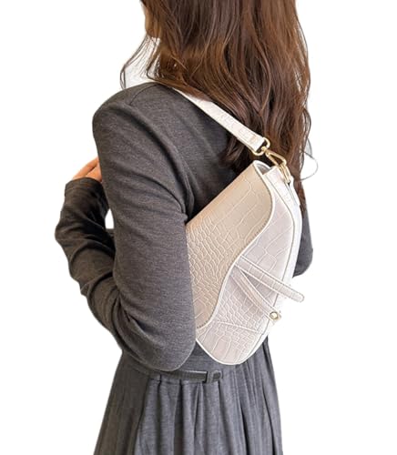 Image of PURFANREE Women Trendy Saddle Shoulder Bag Clutch Purse Underarm Handbag Satchel HandBag Crossbody Bag
