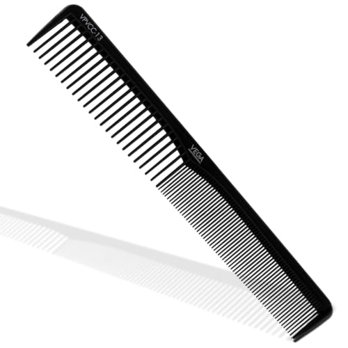 Image of VEGA PROFESSIONAL Carbon Styling Comb with Anti-Static & Heat-Resistant Teeth | Hair Comb for Salon, Professional Hair Styling & Detangling | Teasing, Precision Parting & All Hair Types (VPVCC-13)