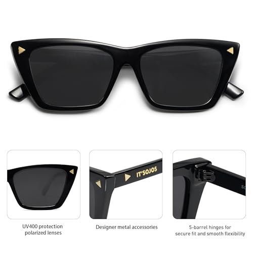 SOJOS Trendy Sunglasses Womens Cute Cat Eye Polarized Square Women Designer Shades SJ22974