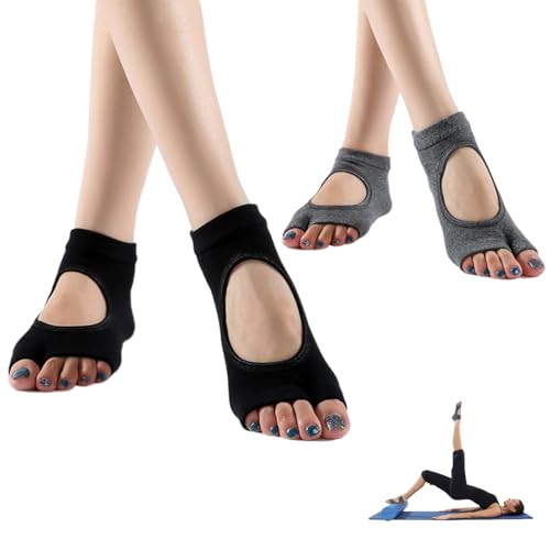 2 pares de calcetines de yoga y pilates antideslizantes para mujer, sin dedos, calcetines de pilates, calcetines antideslizantes para yoga, calcetines antideslizantes para mujer, danza, ballet 2 pares de calcetines de yoga y pilates antideslizantes para mujer, sin dedos, calcetines de pilates, calcetines antideslizantes para yoga, calcetines antideslizantes para mujer, danza, ballet