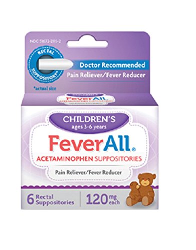 Feverall Acetaminophen Suppositories, Children Strength, 120 Mg- 6 Ea (Pack of 4)