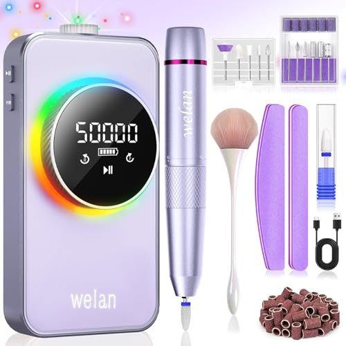 Image of Welan Electric Nail Drill Professional 50000RPM, Fast Removal Electric Nails Drill, 6000mAh Rechargeable Portable Nail Drill Machine for Acrylic Gel Nails, Manicure Polishing for Salon Home