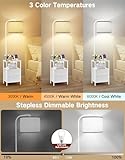 OUTONLIFE Floor Lamp with Table, 2 Drawers & Remote, Side End Table with Charging Station, Dimmable Nightstand with 3 Color Temperature, 1-Hour Timer, 12W LED Bulb, for Living Room, Bedroom(White) - Image 2