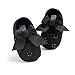 Baby Girls Princess Bowknot Soft Sole Cloth Crib Shoes Sneaker Black, 3-6 Months