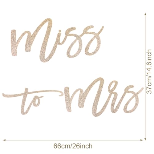 Image of Miss to Mrs Sign, Felt Letter Photo Props for Bridal Shower, Bachelorette Party, Engagement Wedding Balloon Arch (Champagne Gold)