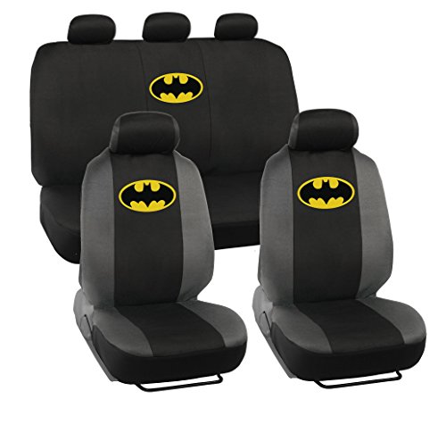 Warner Bros DC Comics Batman Car Accessories 9pc Set - Universal Fit Car Seat Covers with Side...