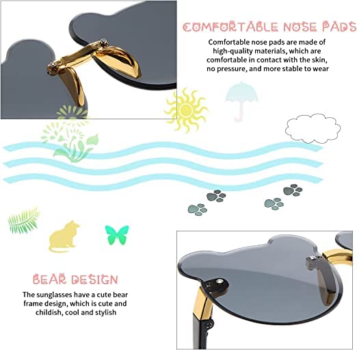 BabyMoon Kids Bear Shaped Summer Non-Polarized Sunglasses Goggles For Girls & Boys (2-6 Years) - Grey - Image 3 thumbnail