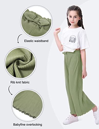 Image of V.&GRIN Girls Wide-Leg Pants, Cropped Summer Flowy Dress Lounge Stretchy Palazzo Pants for Girls 7-16 Years