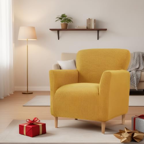 LiveGo Housse de Fauteuil Ultra-Élastique en Tricot avec Accoudoirs, Housse de Protection pour Canapé et Fauteuil de Salon Contre Taches, Poils, Facile à Installer