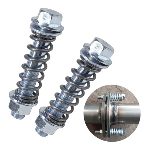 Fkewp 2 PCS M10x1.25 Exhaust Manifold Bolts, Heavy Duty Muffler Repair Bolt & Nut Kit with Springs Washers, Flange Bolts Replacement for Exhaust Manifold Gasket Reduce Vibration