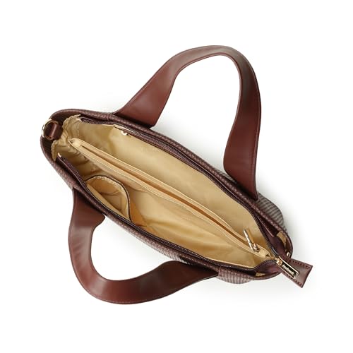 Image of Fastrack Mocha Plait Satchel | Faux-Leather Women's Handbag | Dual Carry with Braided Texture & Zipper Closure