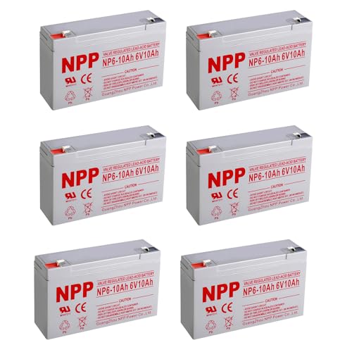 NPP NP6-10Ah (F1, 6 Pcs) 6V 10Ah Battery Rechargeable Sealed Lead Acid Scooter Battery Replaces Enduring 6FM10, NP10-6, KMG-10-6
