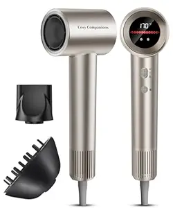 Secadora de pelo de alta velocidad de 150.000 RPM para un secado rápido, silencioso, pantalla HD, 5 temperaturas y 2 velocidades, 500 millones de iones negativos, dorado
