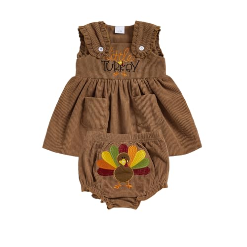 Baby Girl Thanksgiving Outfits Sleeveless Letter Embroidery Tank Tops + Shorts Set Infant Turkey Clothes